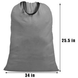 SANFERGE Cotton Canvas Laundry Bag with Handles & Drawstring Straps, Heavy Duty Extra Large Laundry Bags for Laundromat and Household, Washable Travel Dirty Clothes Bag Hamper Liner, 25.5 x 34 Inch, Dark Grey