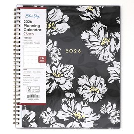 Blue Sky 2026 Monthly Planner Calendar, January 2026 - December 2026, 8" x 10", Clear Pocket Cover, Laminated Tabs, Durable Twin Wire Binding, Baccara Dark