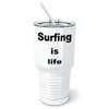PixiDoodle Beach Surfing Life Tumbler with Spill-Resistant Slider Lid and