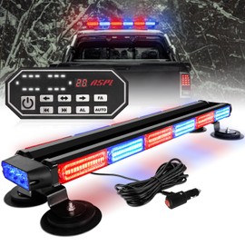 ASPL 26inch 126 LED Emergency Rooftop Strobe Lights Bar w/Controller Double Side Warning Hazard Snow Plow Flashing Light Traffic Advisor Safety Light for Work Trucks Vehicles Tow Pickup(Red/Blue)