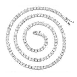 Factory Bulk Gold/Rose Gold/White Gold Plated Unisex Hip Hop jewelry S925 Silver VVS1 D Color Moissanite Tennis Chain NecklaceColor: 2.0mmZircon, Length: 18inch/45cm