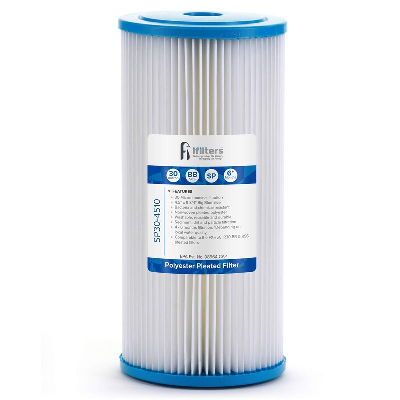 Sediment Pleated Water Filter City or Well Water, Washable 4.5"