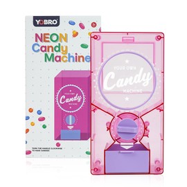 YOBRO Retro Candy Dispenser,Candy Machine- Gumball & Nut Dispenser for Coffee Bean Nuts,Fun Vending Machine for Home or Office,White Elephant Gifts,Stocking Stuffers for Family,3+YEAR (Clear Pink)