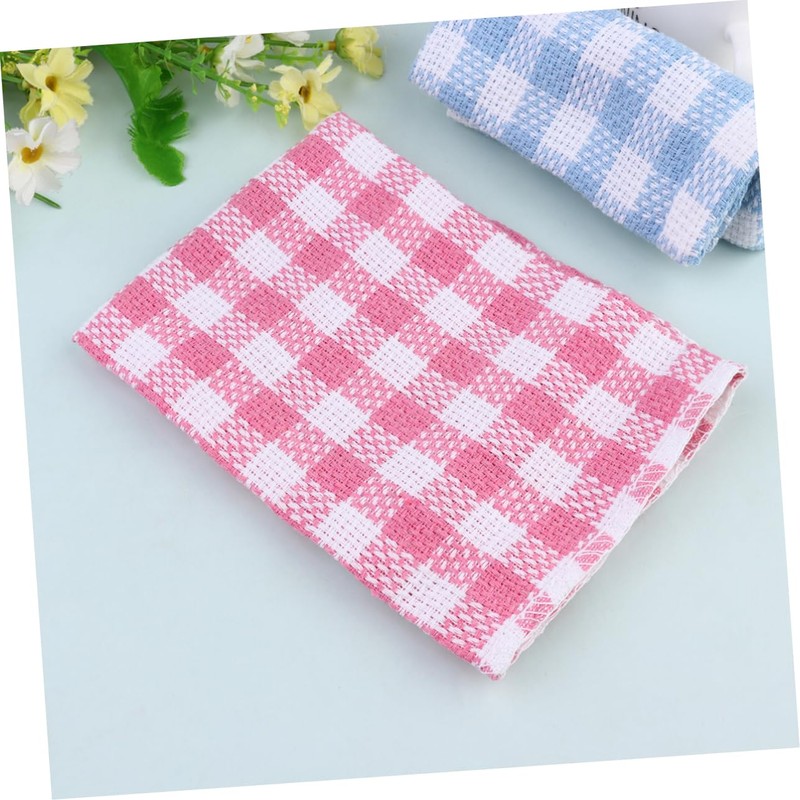 Baluue 8pcs Microfibre Dish Towels Plaid Pattern Cleaning Cloths Cotton