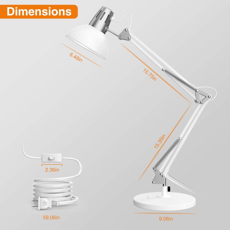 LEPOWER Metal Desk Lamp, Adjustable Goose Neck Architect Table Lamp