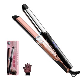SOKANY Ionic Hair Straightener & Curler 2 in 1 | Ceramic Dual Voltage Flat Iron LED 8 Temps Settings | 20s Fast Heating and Heat Protection,Smooth,Shiny,Frizz-Free Hair