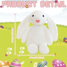 ZPSOSPZ Easter Bunny Soft Plush Toy 28CM Plush Rabbit With Floppy Bunny Ears Stuffed Animal Bunny Teddy Toy Easter Bunny Decorations Gifts For Babies Kids Boys Girls | White
