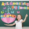 Gueevin April Showers Bring May Flowers Decorations Spring Cut Outs