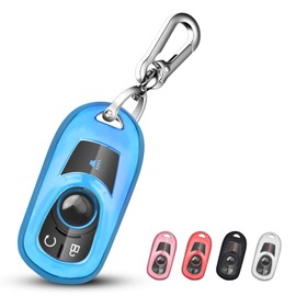 QBUC for Buick Key Fob Cover Case with Keychain for Buick Verano Regal Lacrosse Encore GX Envision Enclave Cascada GL8 Tourx 2/3/4/5 Buttons Smart Remote (Blue)