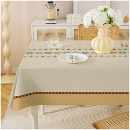 Mantel rectangular de PVC impermeable y resistente a las manchas, tela decorativa sin arrugas, para cumpleaños, nupcias, bodas, fiestas de ducha, decoración bohemia, 55 x 86 pulgadas, 6-8 asientos