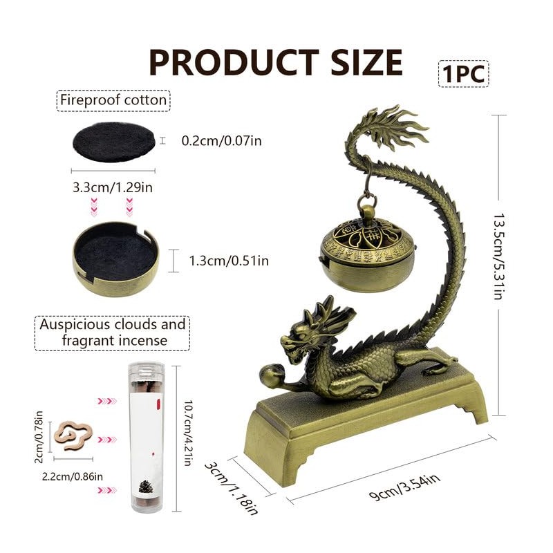 Dragon Incense Burner & Stick Holder with 40 Incense Sticks