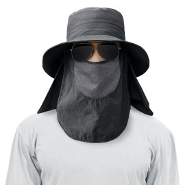 Unisex Bucket Boonie Hat Neck Cover Flap Sun Wide Brim Fishing Solid Outdoor Cap