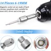 14 pcs Hex Socket Set, 6-19mm Nut Driver Set 1/4