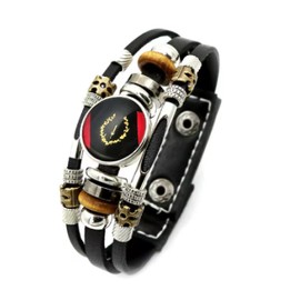 ViKiJi Black American Heritage Flag Bracelet - African American Flag Bracelet for Women Men - Glass Cabochon Bracelet Jewelry