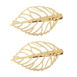Decorative Gold Leaf Hair Clips, Metal Hollow Design, 2-Pack Hair Pins for Women Girls