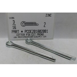 AMERICANINTEGRATEDSUPPLY.COM 3/16X2" COTTER PINS EXTENDED PRONG STEEL ZINC PLATED (12)