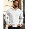 QOSOQ Mens Casual Sweaters Textured Pullover V Neck Sweater Pullover