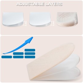 2 Pairs 3 Layers Medial & Lateral Heel Wedge Silicone Insoles - Corrective Adhesive Shoe Inserts for Foot Alignment, Knock Knee Pain, Bow Legs, Osteoarthritis for Men and Women(Large)