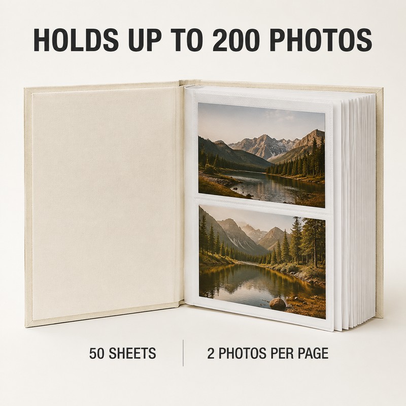 200-Pocket 6-Inch Photo Album with 50 Interleaf Sheets