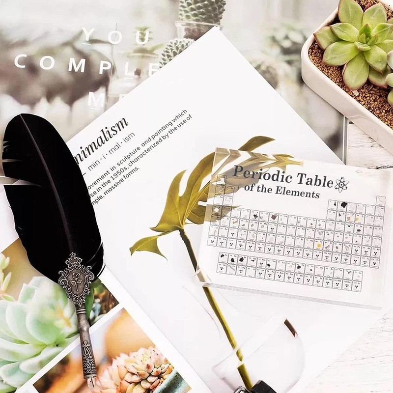 weiship Periodic Table with Real Elements Inside, 7x5x1inch Acrylic Periodic