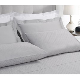 Threadmill Home Linen 300 Thread Count Astra Jacquard Damask Collection 100% Cotton Sheets 4 Piece Bedsheet Set, Luxury Bedding Fits Mattresses up to 18 inches deep Pocket Sateen Queen Size Silver