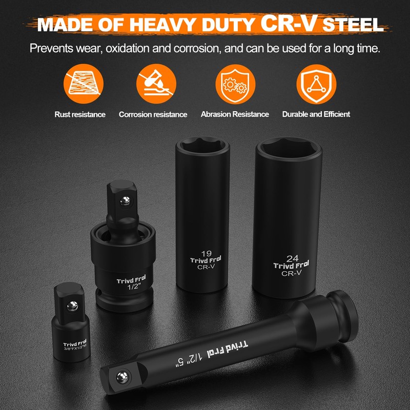 Impact Socket Wrench Set 1/2" Drive - Trivd Frol 65pcs