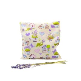 Lavender Cushion – Colourful with Heart – Hand Stitched with 85 g Lavender Flowers from Provence – Lavender Pillow