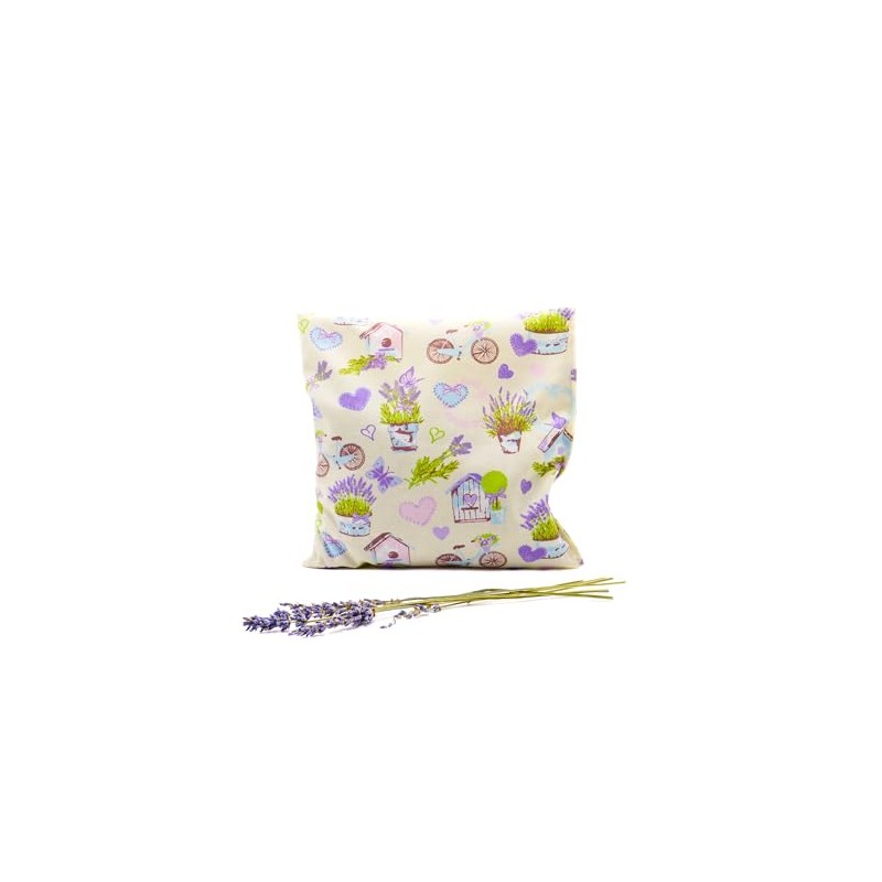 Lavender Cushion – Colourful with Heart – Hand Stitched with