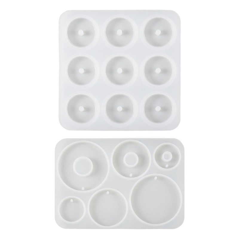 DIY Silicone Pendant Molds Cheriswelry 2pcs Round Donut Disc Resin