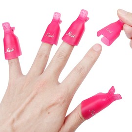 10 PCS Set Nail Polish Remover Clips Acrylic Gel Polish Clips Gel Polish Remover Nails Art Gel Cap for Toenail & Finger UV Gel Polish Removal (Rose Red)