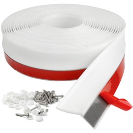 HOMWMPA Garage Door Seal Top and Sides, 40FT, Tightly Sealed, Keep Garage Clean, Decorative, Universal Garage Door Weather Stripping with Nails and Lids, White