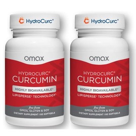 Omax3 2 Pack- HydroCurc Turmeric Curcumin Softgels, Highly Bioavailable MCT Oil Nanoparticle for Potency & Absorption, Joint Health, 120 Softgels