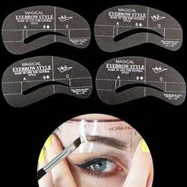 8 different eyebrow stencils for eyebrow shapes and eyebrows thickening, position of eyebrows