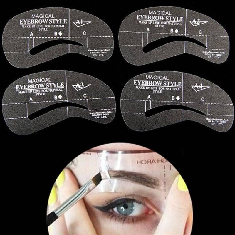 8 different eyebrow stencils for eyebrow shapes and eyebrows thickening,