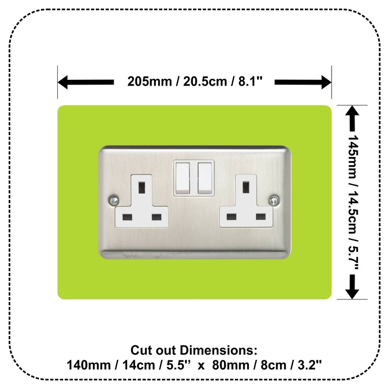5X Double Socket Surround, Acrylic Back Panel or Plate, Protect
