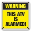 2 x 10cm This ATV is Alarmed Warning Vinyl Sticker