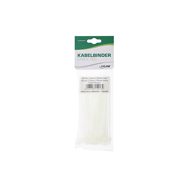 InLine® 59964F Pack of 100 Cable Ties, Length 150 mm,