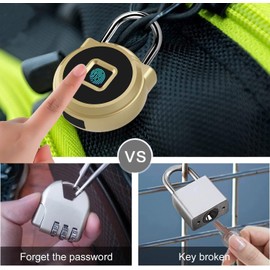 Gym Locker Padlock eLinkSmart Fingerprint Padlock with 1000+ App User - Outdoor Waterproof Security Smart Lock for Gym Locker Backpack Field Box (Gold)