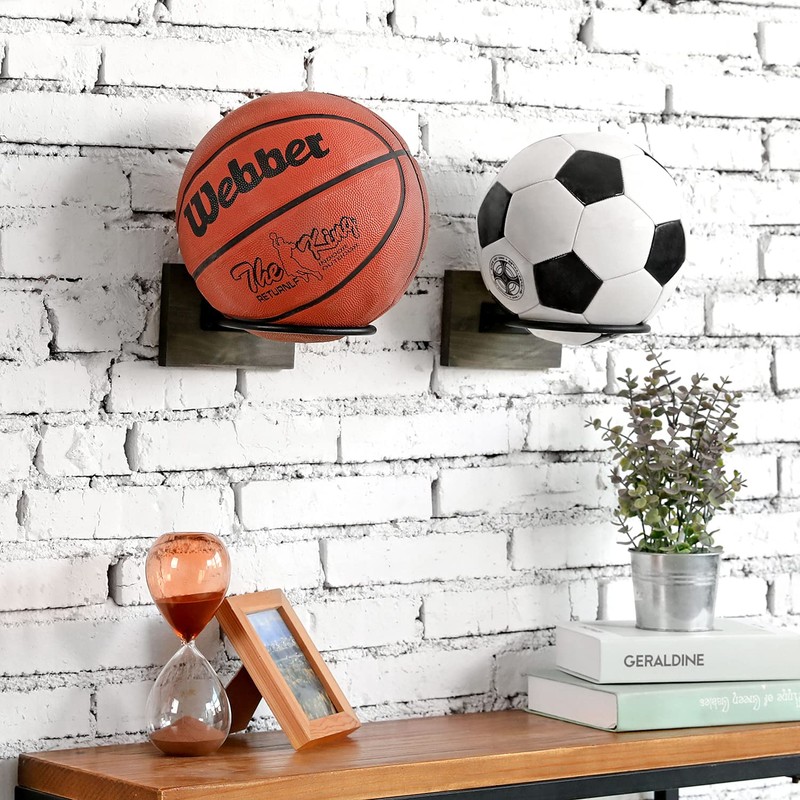 MyGift Juego de 2 Soportes para almacenar balones de Baloncesto,