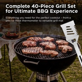 Kaluns BBQ Accessories, Complete Grill Set Dad Gifts for Fathers Day, 40 Pcs Premium Heavy Duty Stainless Steel Barbecue Grill Accessories for Outdoor Grill Gifts for Men Dad