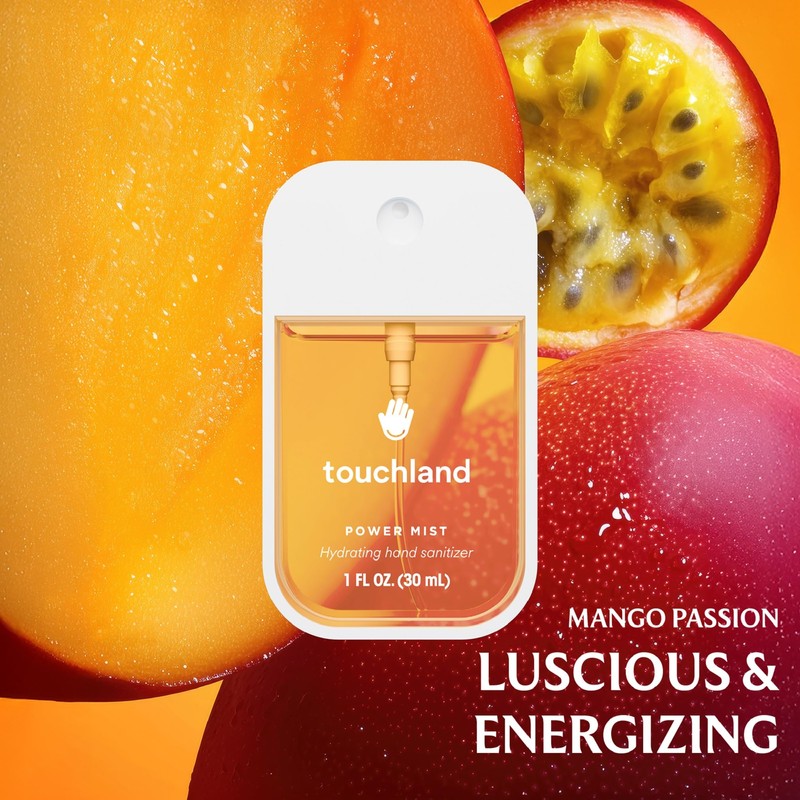 Touchland Hydrating Hand Sanitizer Spray, TROPICAL Trio Set (Mango Passion,