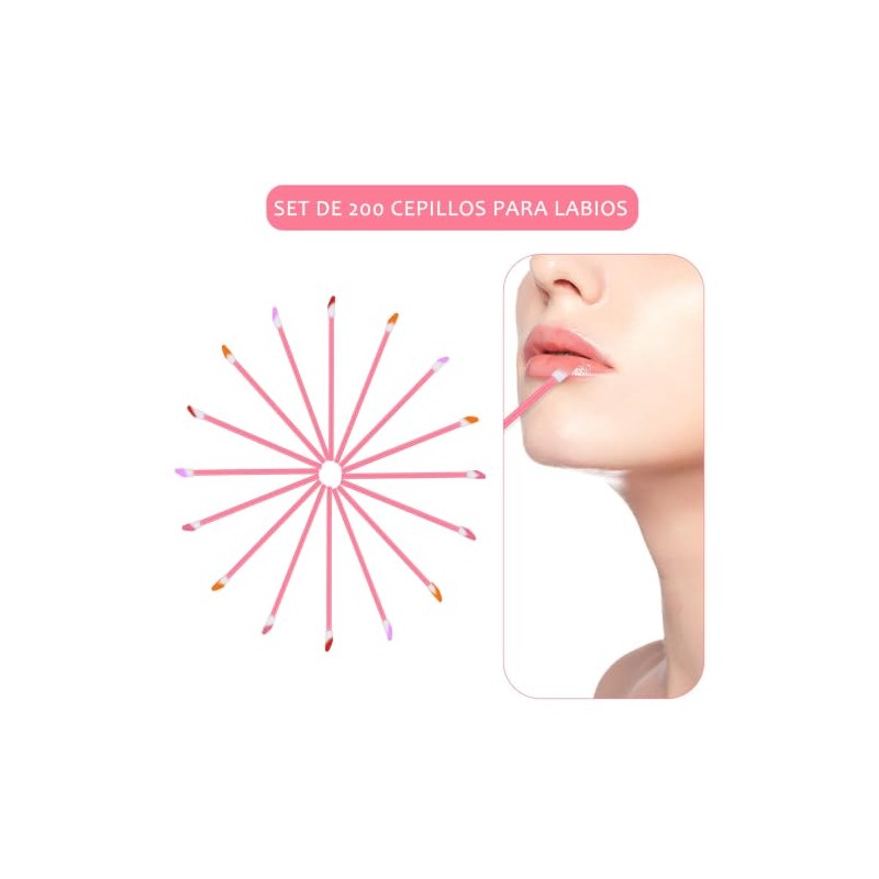 200 Piezas Cepillos Labios Pinceles Lápiz Labial Aplicadores Brillo