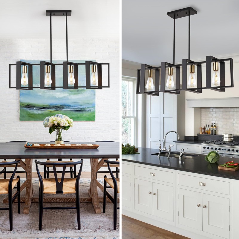 35.4" Kitchen Island Lighting Fixture, Dining Room 4 Lights Chandeliers,