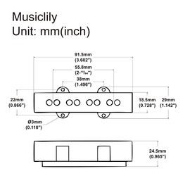 Wilkinson M-series WOJB Variable Gauss Alnico 5 Jazz Bass Neck Pickup Vintage Tone for 4-string JB Style Electric Bass, Black