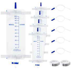 Dunkive 5 Pcs 33.8oz/1000ml Leg Bag Urinary Drainage Bag with 5 Pcs 18" Tubings 2 Pcs Catheter Leg Strap, Catheter Leg Bag with Anti Reflux Valve, Urine Collection Leg Bag with Cloth Strap for Male
