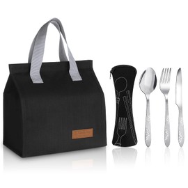 FANTESI Insulated Lunch Bag with 3 Cutlery Set Heat Cold Preservation