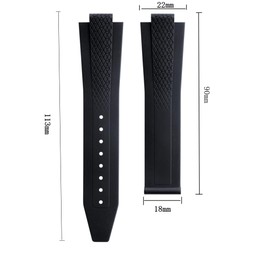 Cirtrar 22mm Rubber Silicone Watch Band Strap Compatible with Longines Conquest L3.835 L3.830 watch