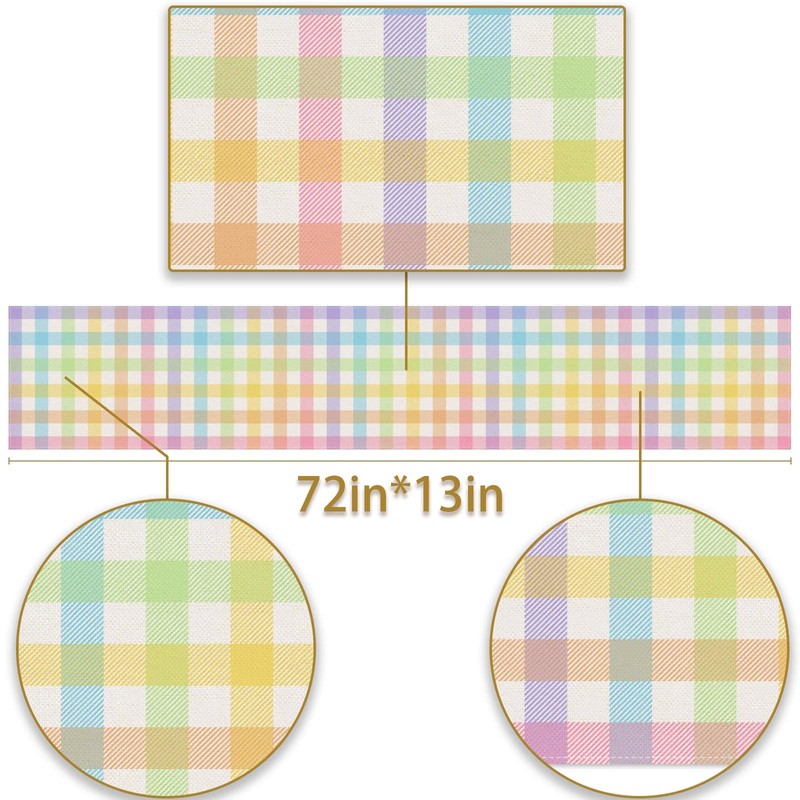 Pudodo Easter Buffalo Plaid Check Table Runner Spring Holiday Farmhouse
