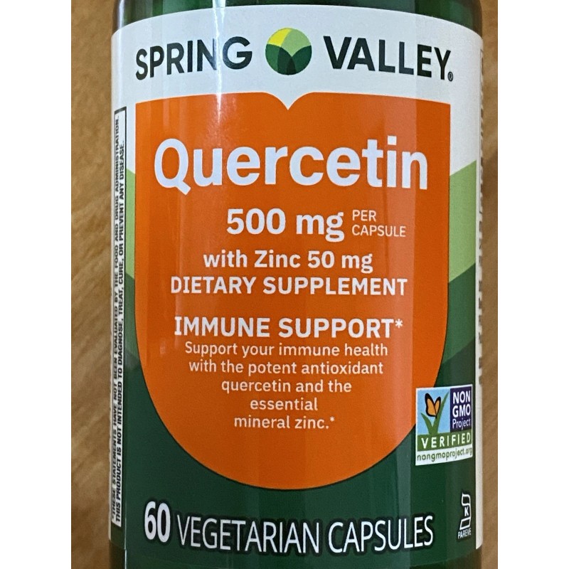 SPRING VALLEY QUERCETIN SUPPLEMENT WITH ZINC 500 MG 60 VEG