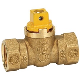 Homewerks VGV1FSB3B Flat/Square Head Gas Valve, Female Thread, Brass, 1/2-Inch